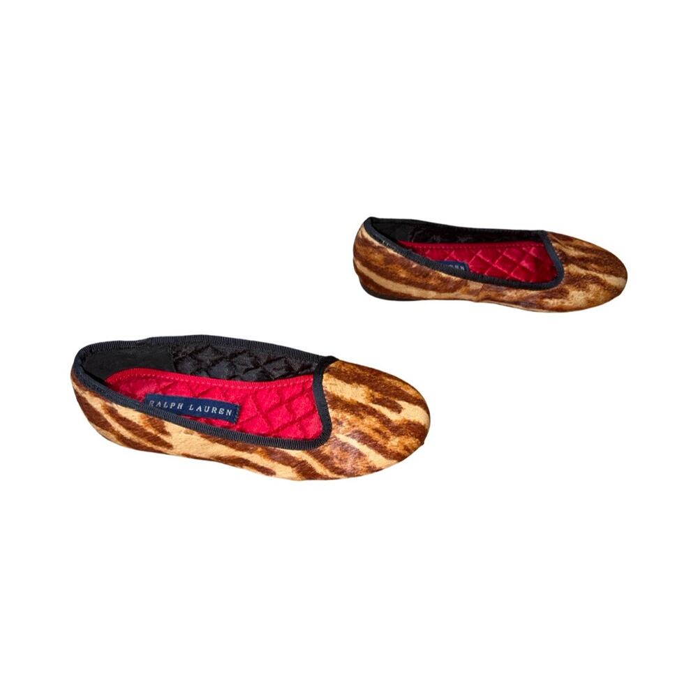 Ralph Lauren Kids Brown Animal Print Leather Ballet Flats  Size: US 11 Girls - Picture 3 of 8